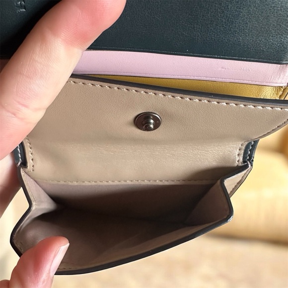 Coach 89311 Small Snap Wallet With Colorblock Interior Pine Green Multi - Picture 7 of 10